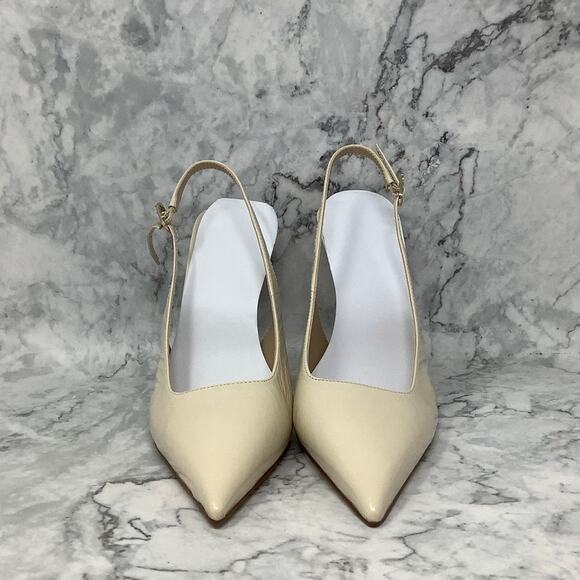 Sam Edelman Women's 8M Ivory Leather Odette Slingback Pumps Pointed Toe P18-29 - Picture 2 of 8